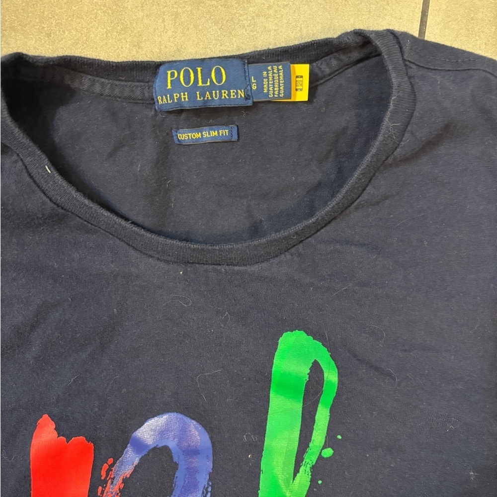 Polo Ralph Lauren men’s Logo navy T-Shirt yellow pony size large - Picture 2 of 6